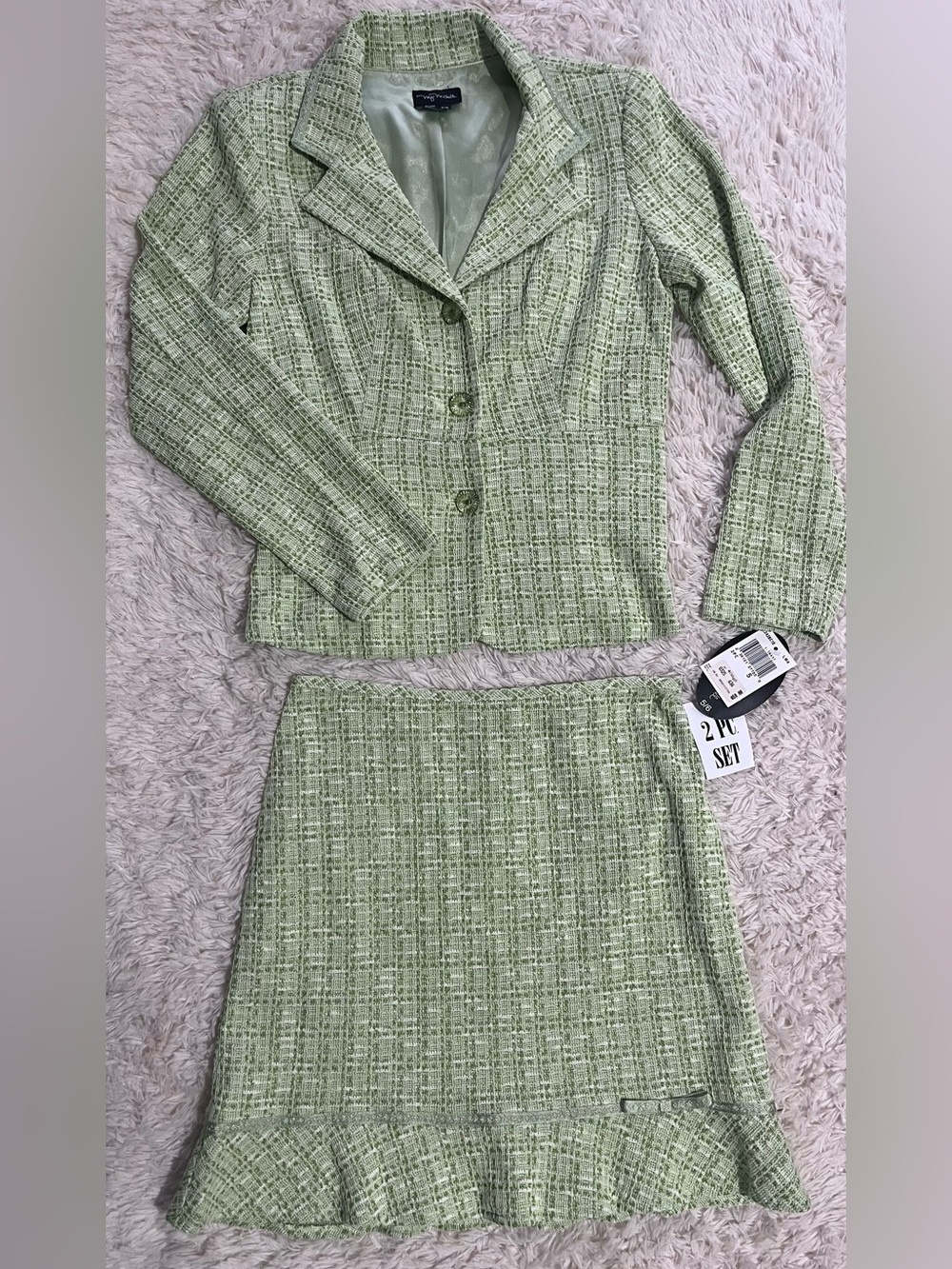 My Michelle Light Green Tweed Two-Piece Set